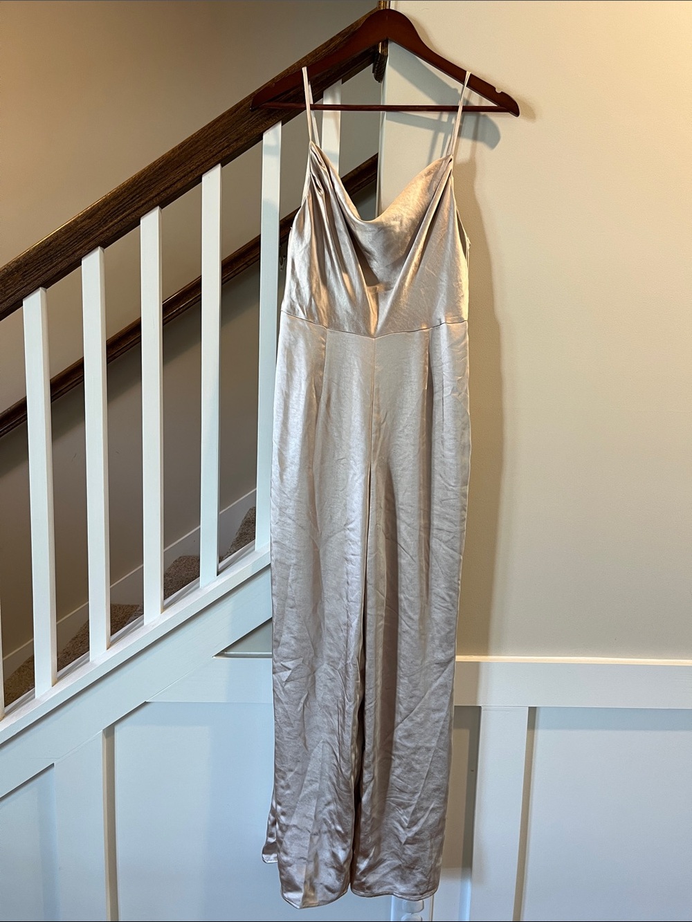 Lush Satin Champagne Slip Jumpsuit